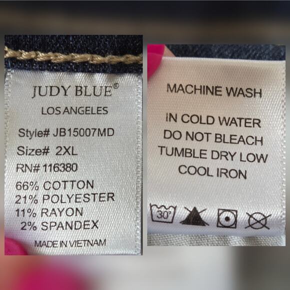 Judy Blue Button Fly Denim Shorts sz 2XL Jean Rolled Cuff Stretch - Picture 9 of 9